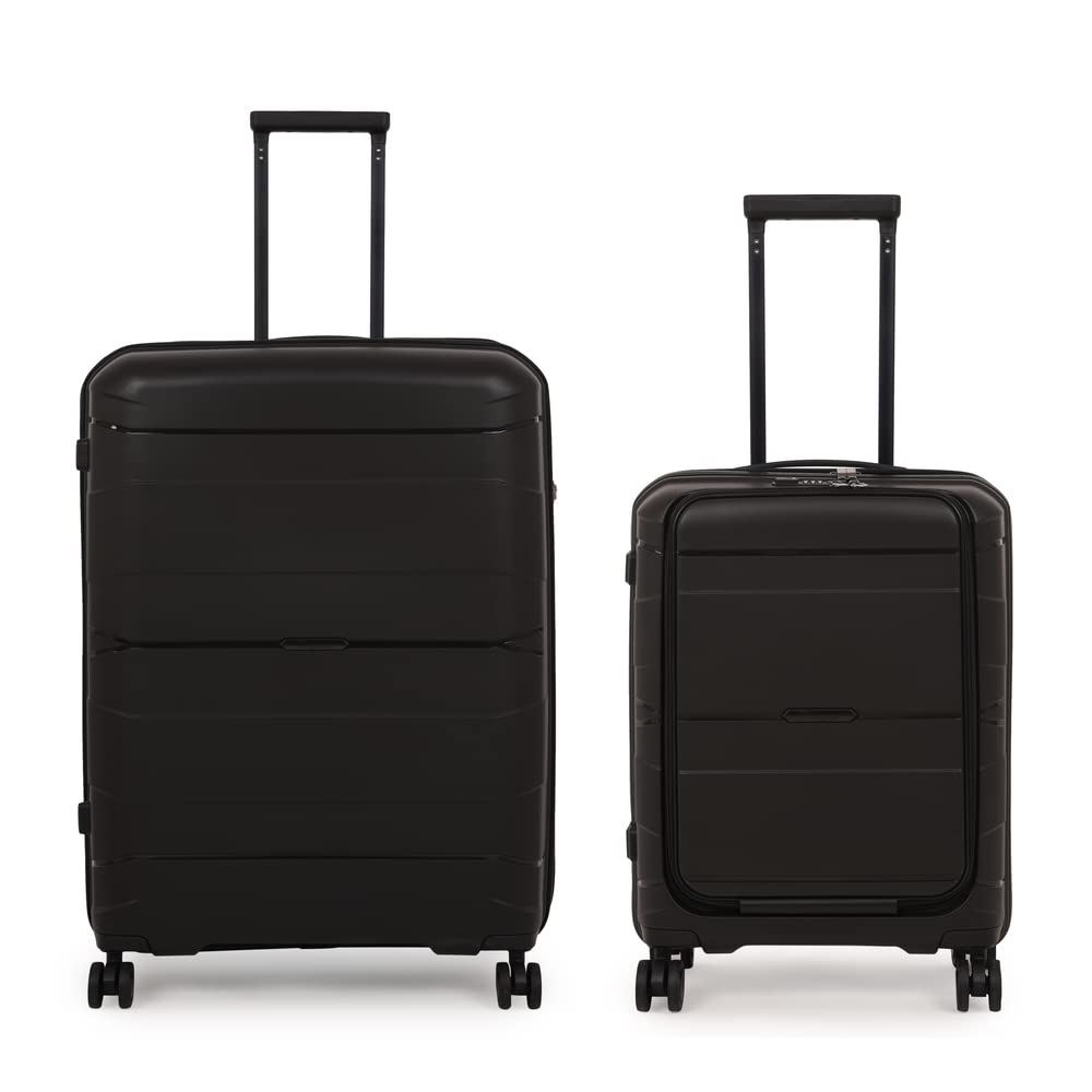 it luggage Momentous Black Set of 2-28 & 20 inches Cabin with Padded Laptop Section & Large Expandable Polypropylene Hardsided with TSA Lock & Wet Pouch Inside 8 Wheel Trolley Bag