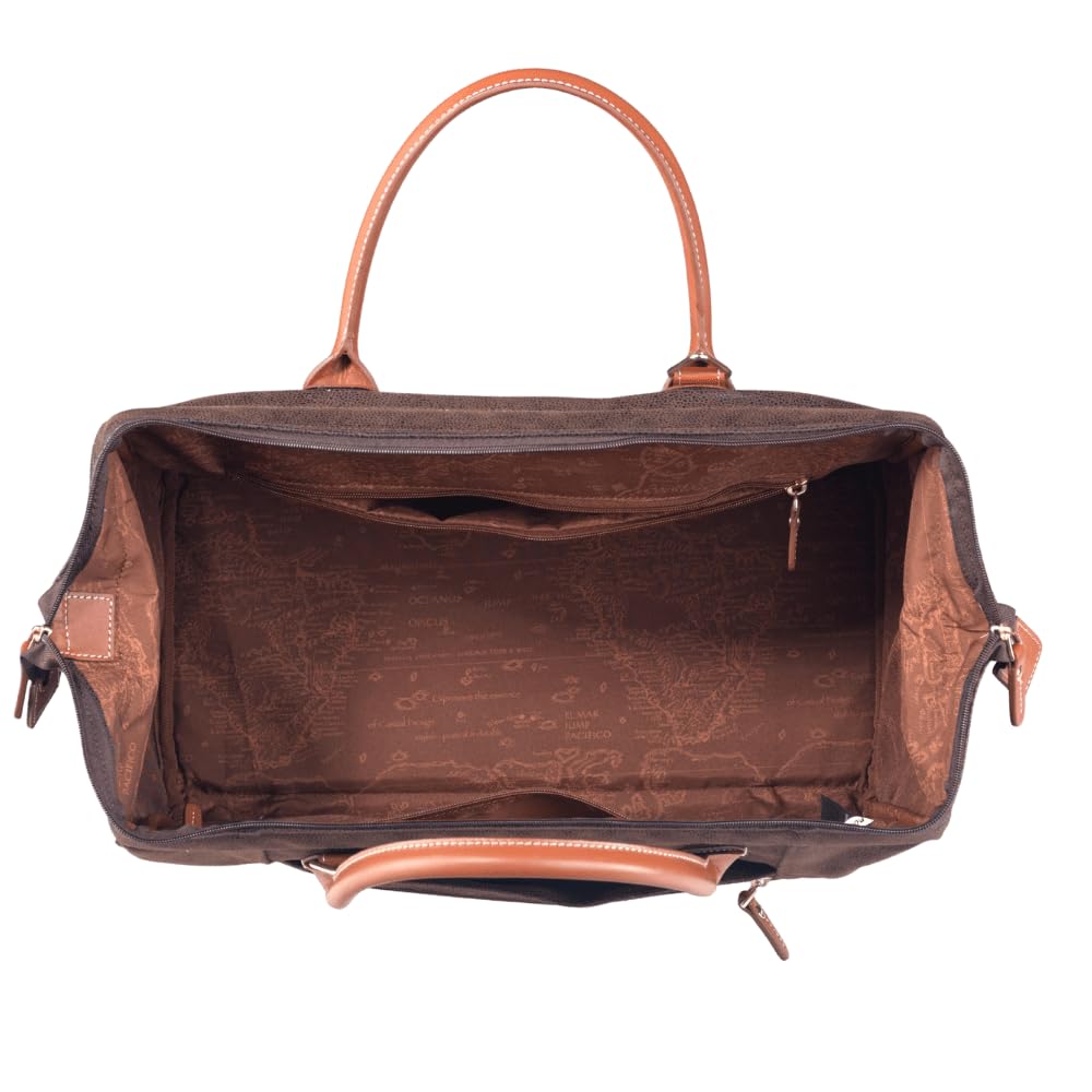 Uppsala Doctor Duffle Bag-Chocolate Brown-Cabin-50 cms Polysuede Material with Leather Trimmings Carry-on Fashion Travel Bag for Men and Women