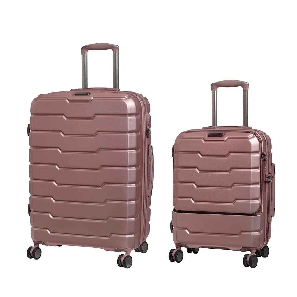 it luggage Prosperous-Metallic Pink-Set of 2-Medium & Cabin-24 & 20 inches Cabin with Padded Laptop Section Expandable Hardsided Suitcase Travel Bag 8 Wheel Trolley with TSA Lock- 70cm & 54 cm
