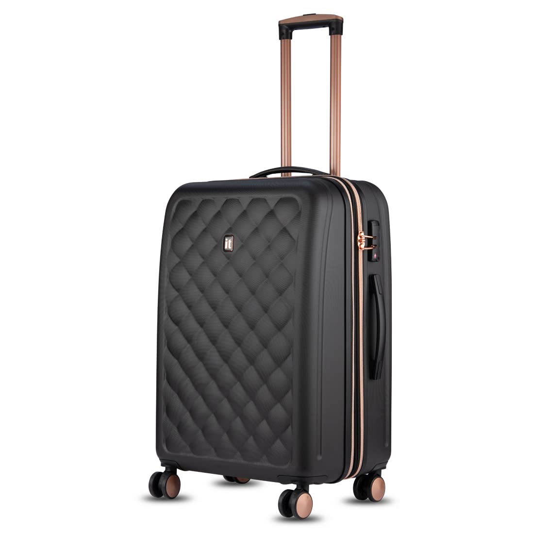 it luggage Fashionista Black Medium-24 inches Expandable Hardsided with TSA Lock & Wet Pouch Inside 8 Wheel Trolley Bag