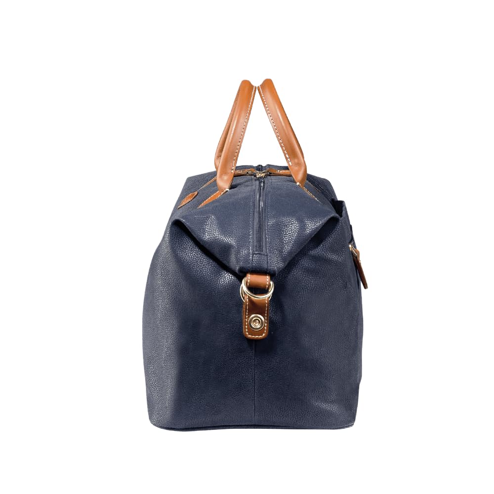 JUMP Uppsala Weekend Travel Duffle Bag-Navy-Cabin-45 cms Polysuede Material with Leather Trimmings Light Weight Fashion Travel Bag for Men and Women