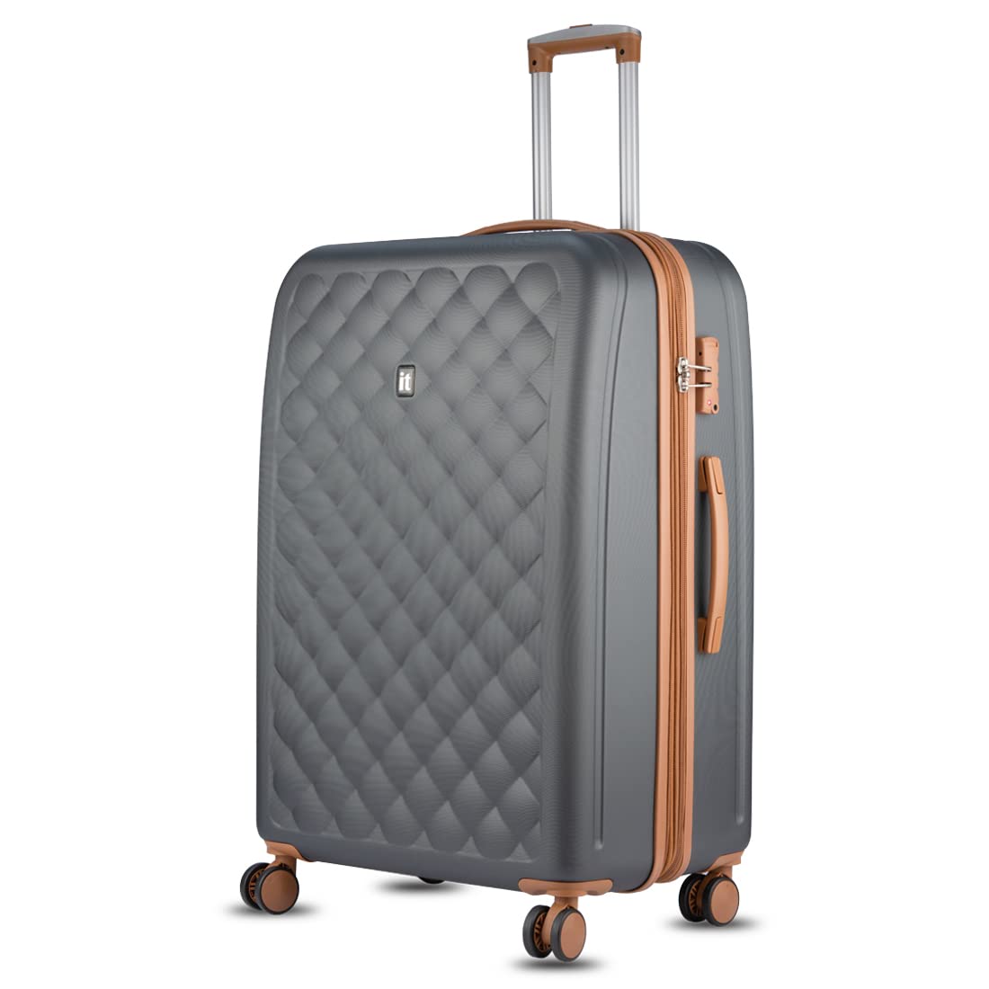 it luggage Fashionista Charcoal Grey- Set of 3-Large, Medium & Cabin -28,24 & 20 inches Expandable Hardsided with TSA Lock & Wet Pouch Inside 8 Wheel Trolley Bag