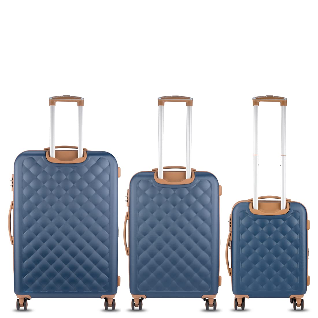 it luggage Fashionista Blue Set of 3-Large, Medium & Cabin-28,24 & 20 inches Expandable Hardsided with TSA Lock & Wet Pouch Inside 8 Wheel Trolley Bag