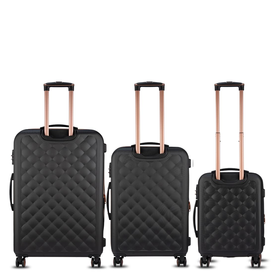 it luggage Fashionista Black Set of 3- Large,Medium & Cabin-28,24,20 inches Expandable Hardsided with TSA Lock & Wet Pouch Inside 8 Wheel Trolley Bag
