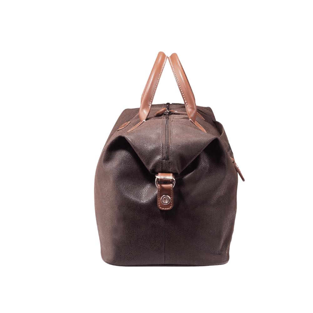 JUMP Uppsala Weekend Travel Duffle Bag-Chocolate Brown-Cabin-45 cms Polysuede Material with Leather Trimmings Light Weight Fashion Travel Bag for Men and Women