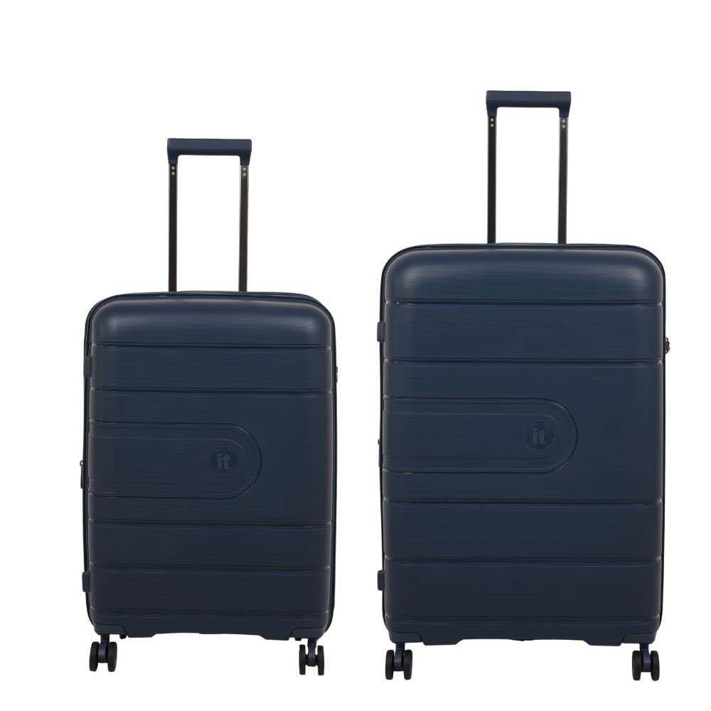 it luggage EcoTough Blue Set of 2-Large & Medium-28 & 24 inches Expandable Eco-Friendly Polypropylene Hardsided with TSA Lock & Wet Pouch Inside 8 Wheel Trolley Bag