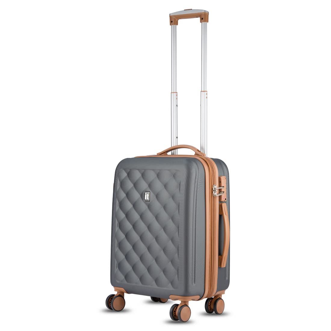 it luggage Fashionista Charcoal Grey Cabin-54 cm Hardsided ABS Suitcase Expandable with Wet Pouch Inside & TSA Lock 8 Wheel Trolley Bag