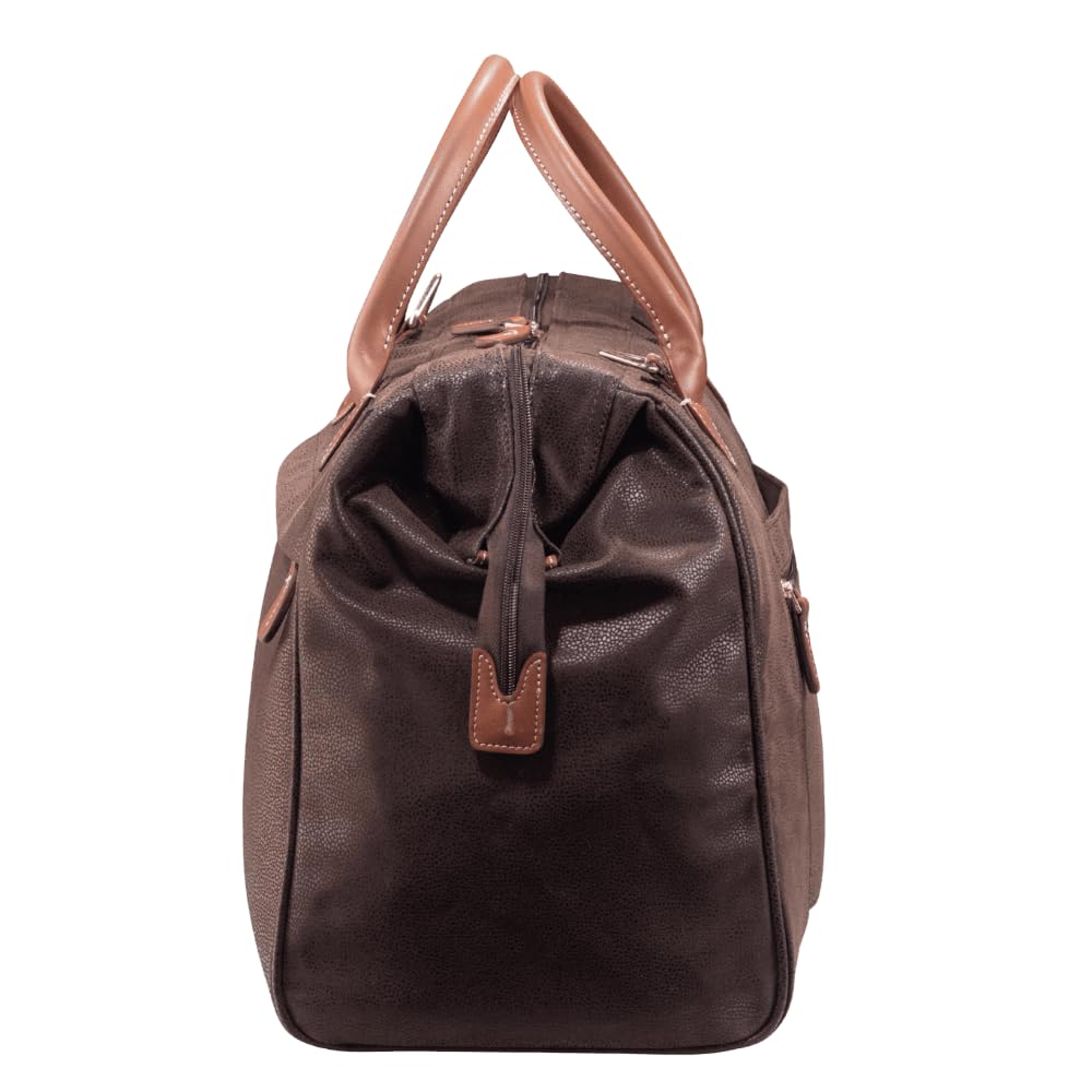 Uppsala Doctor Duffle Bag-Chocolate Brown-Cabin-50 cms Polysuede Material with Leather Trimmings Carry-on Fashion Travel Bag for Men and Women