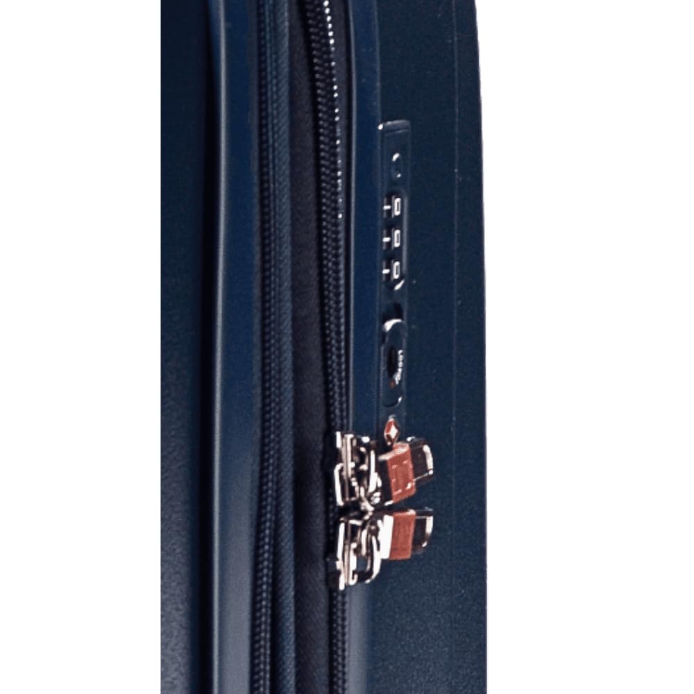 JUMP Uppsala Rigid-Navy Blue-Medium-69 cm Expandable Hardsided 8 Wheel Luggage with TSA Lock, Anti-Theft Zipper,Name Tag and Luggage Cover