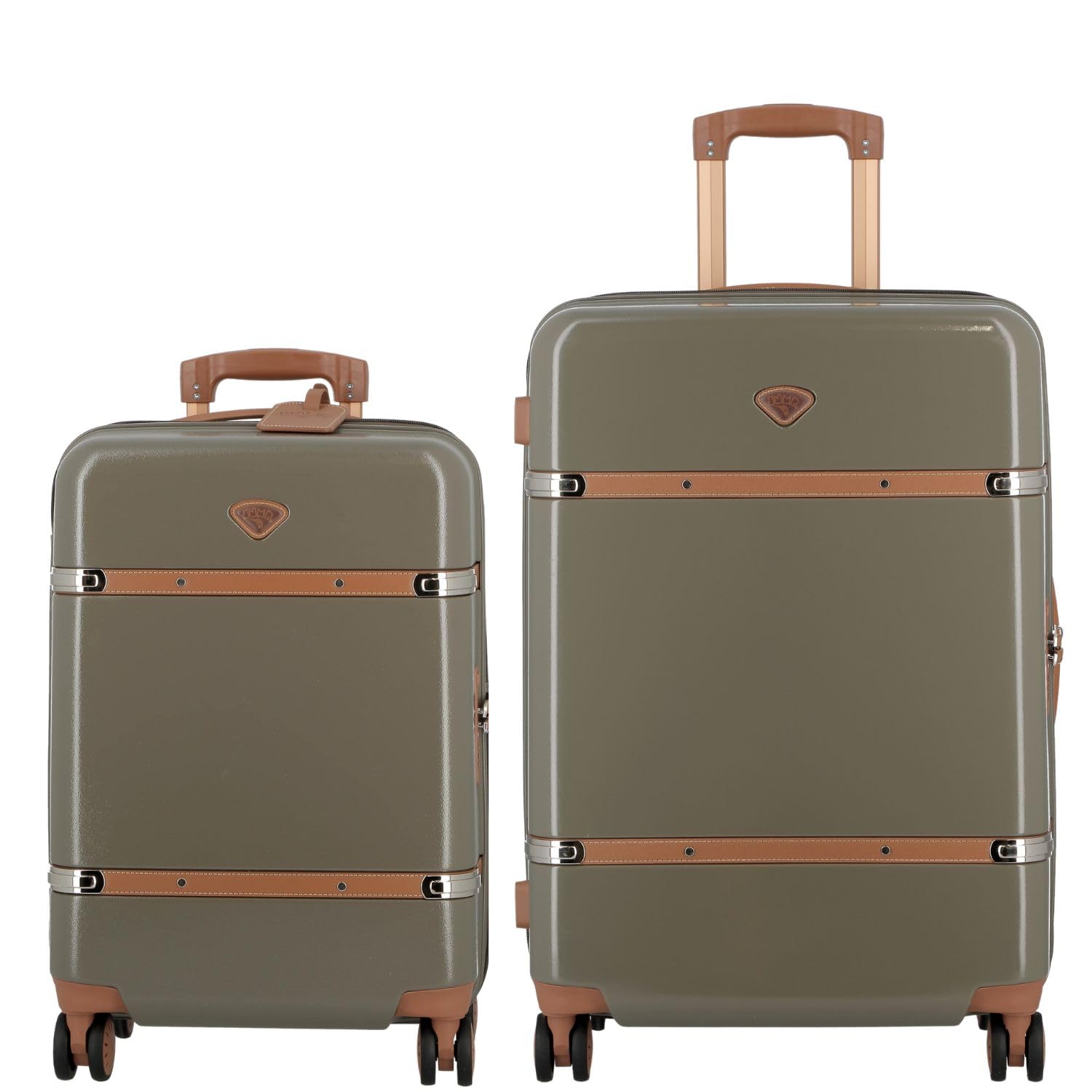JUMP Cassis Riviera-Khaki-Set of 2-Medium, Cabin-66, 55 cm Eco Responsible Expandable Hardsided 8 Wheel Luggage with TSA Lock, Anti-Theft Zipper,Name Tag and Luxury Bag Cover