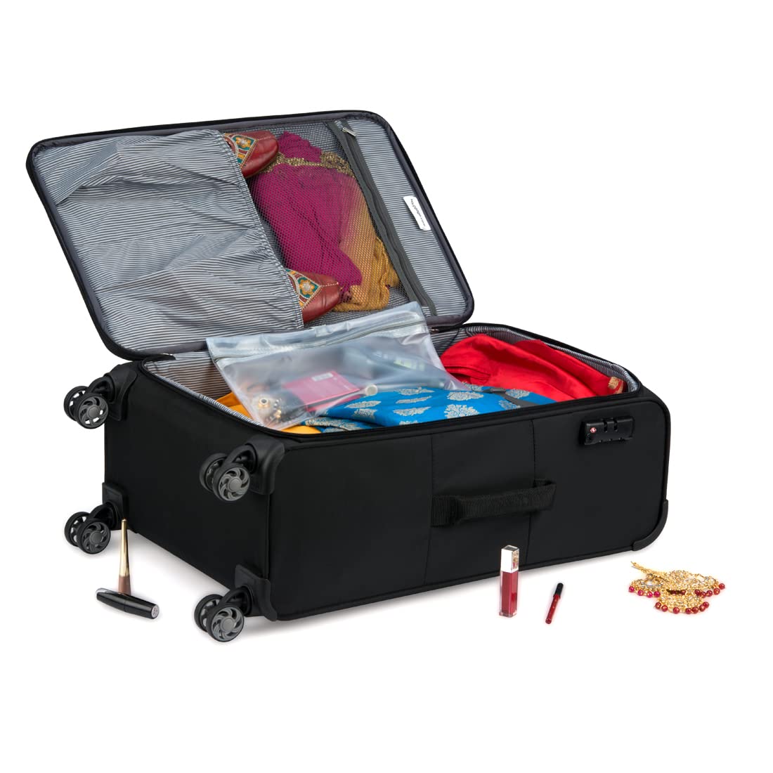 it luggage Polyester | World's Lightest Bag-Debonair- Medium- Black-70Cm| Softsided- Check-in Luggage |8 Wheel Trolley Bag, Spinner