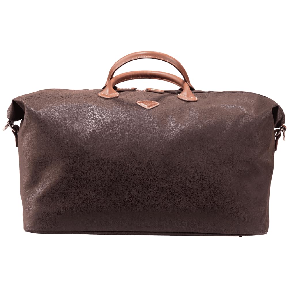 Uppsala Weekend Travel Duffle Bag-Chocolate Brown-Cabin-50 cms Polysuede Material with Leather Trimmings Light Weight Fashion Travel Bag for Men and Women