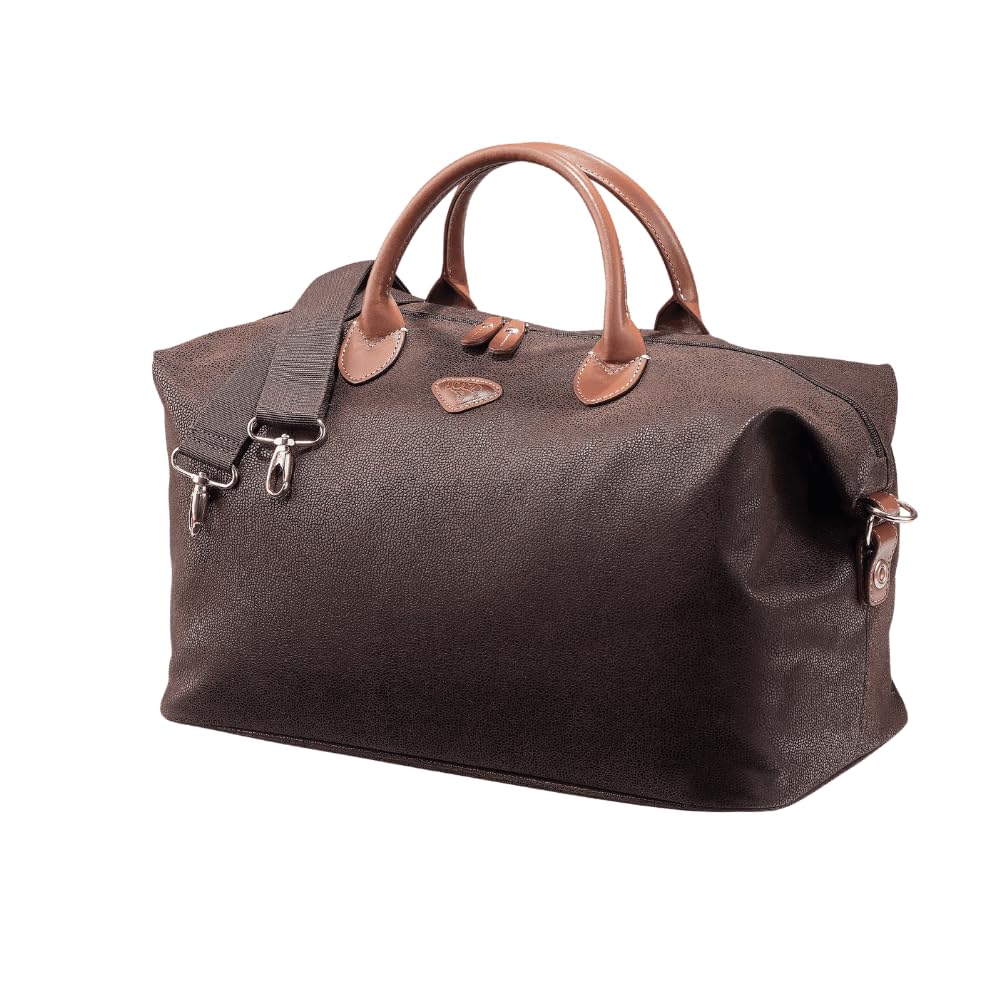 JUMP Uppsala Weekend Travel Duffle Bag-Chocolate Brown-Cabin-45 cms Polysuede Material with Leather Trimmings Light Weight Fashion Travel Bag for Men and Women