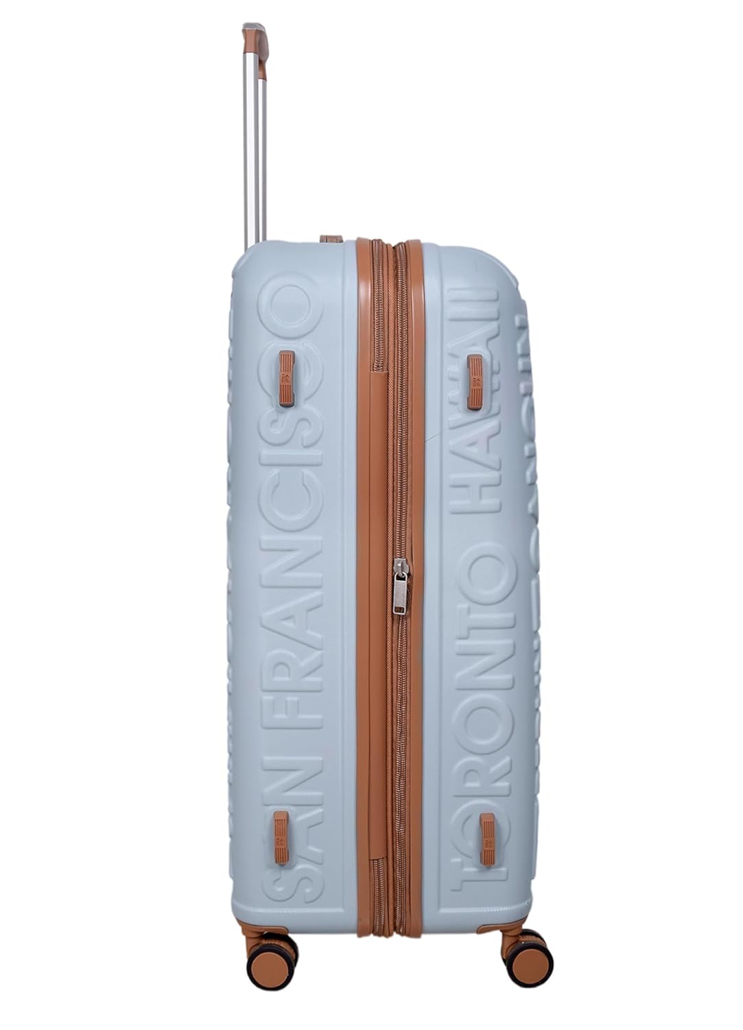 it luggage-Destinations-Pearl Blue-Medium-24 inches-Expandable Hardsided Suitcase Travel Bag 8 Wheel Trolley Bag with TSA Lock & Wet Pouch Inside