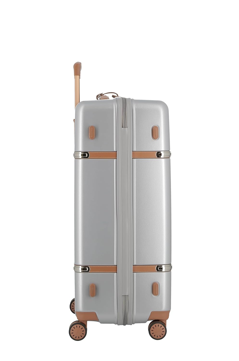 JUMP Cassis RIVIERA-Silver-Medium-66 cm Eco Responsible Expandable Hardsided 8 Wheel Luggage with TSA Lock, Anti-Theft Zipper,Name Tag and Luxury Bag Cover