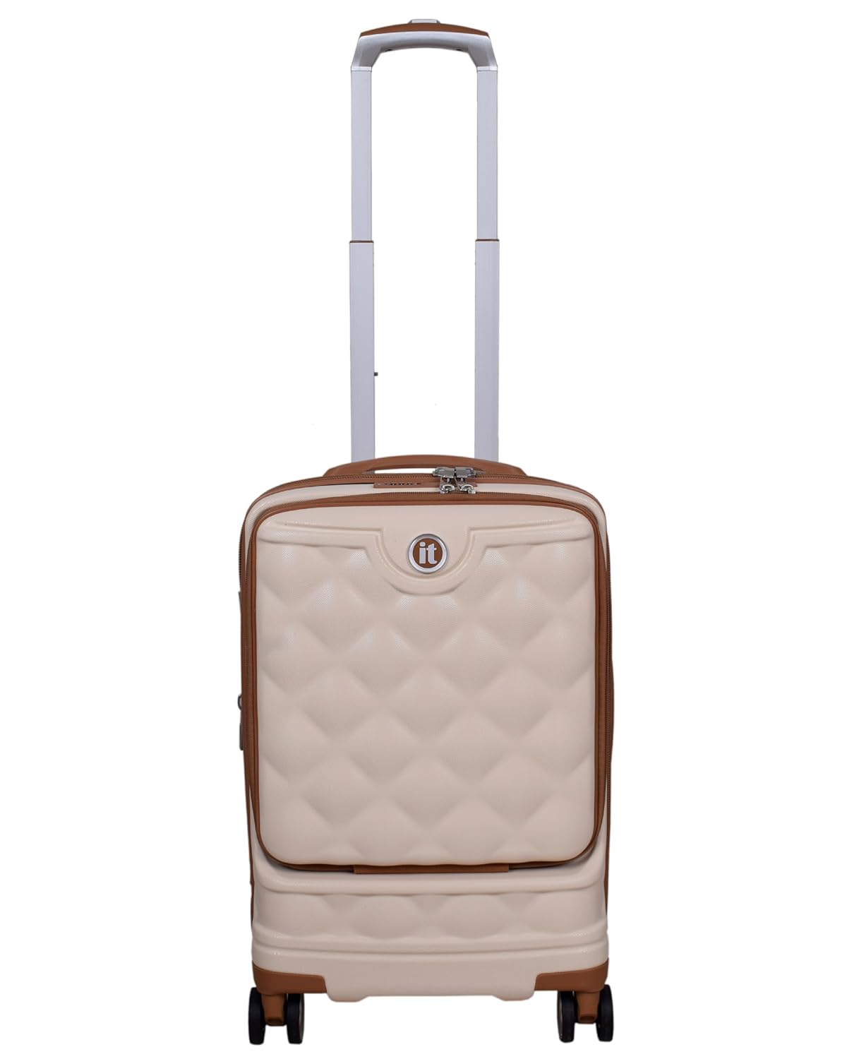 it luggage- Indulging-Cream-Cabin-20 inches-with Padded Laptop Section in The Front Expandable Hard Case Beautiful Interior Carry-on 8 Wheel Trolley Bag
