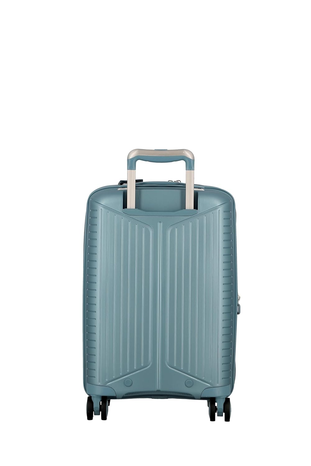 JUMP EVAE EV20 Metallic Light Blue-Cabin-55cm Expandable Hardsided 8 Wheel Luggage with TSA Lock, Shoe Pouch, Wet Pouch, Laundry Bag and Silicone Name tag
