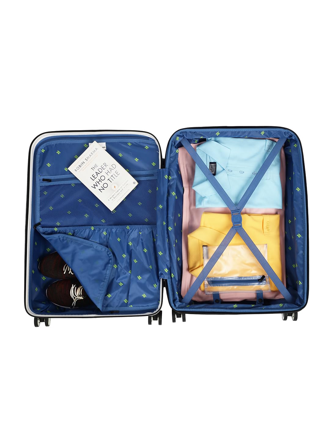 it luggage Convolved-Blue Lime-Large-28 inches Hardsided Suitcase Travel Bag Expandable 8 Wheel Trolley Bag with Wet Pouch & TSA Lock-80cm