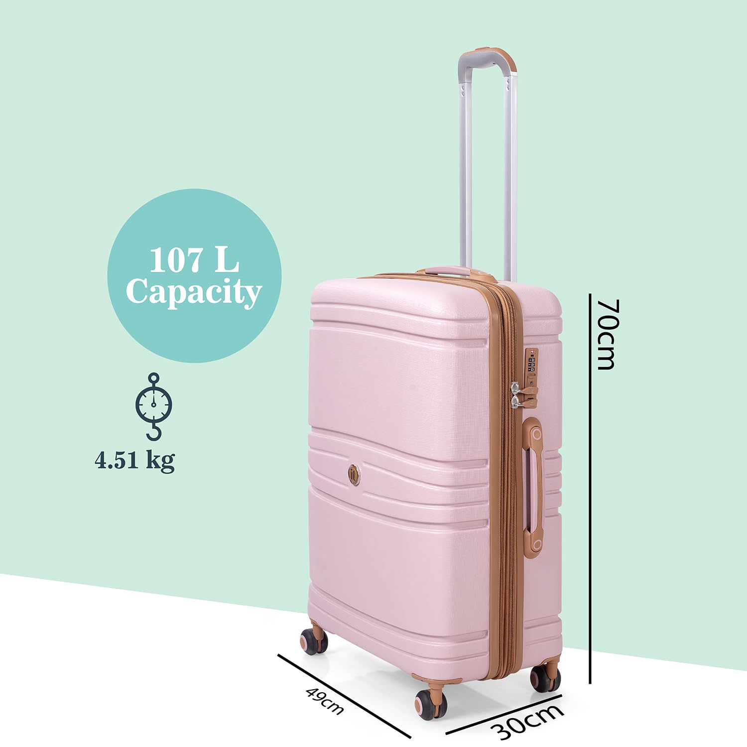 it luggage-Quintessential-Mauve Pink-Medium 24 inches Expandable Hard Case Beautiful Interior with Wet Pouch Check-in Luggage 8 Wheel Trolley Bag