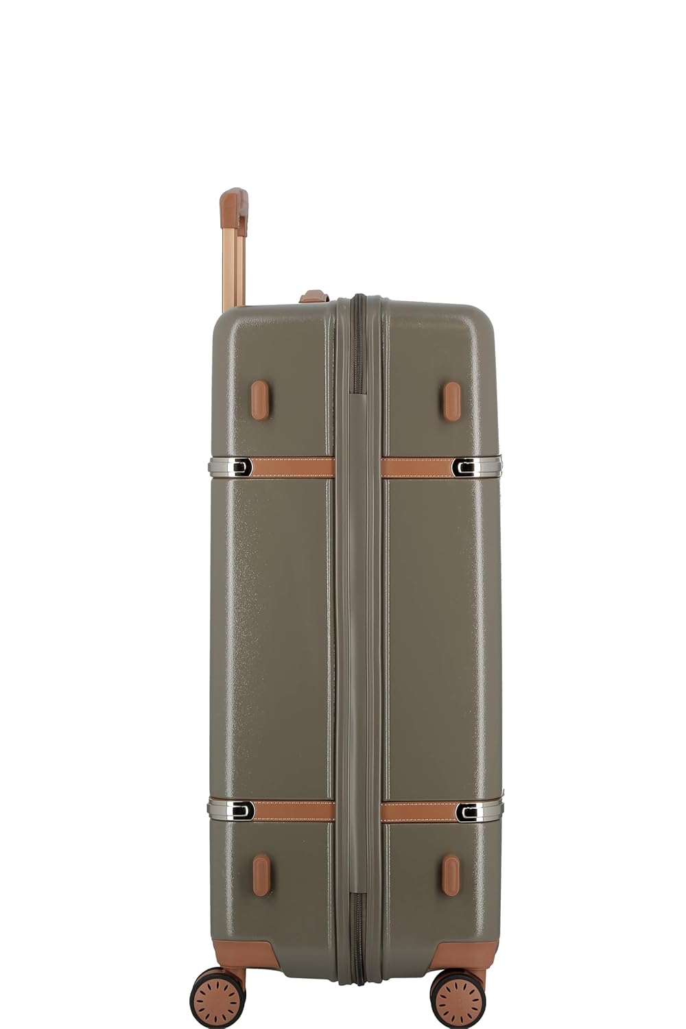 Cassis RIVIERA-Khaki-Large-77cm Eco Responsible Expandable Hardsided 8 Wheel Luggage with TSA Lock, Anti-Theft Zipper, Name Tag and Luxury Bag Cover