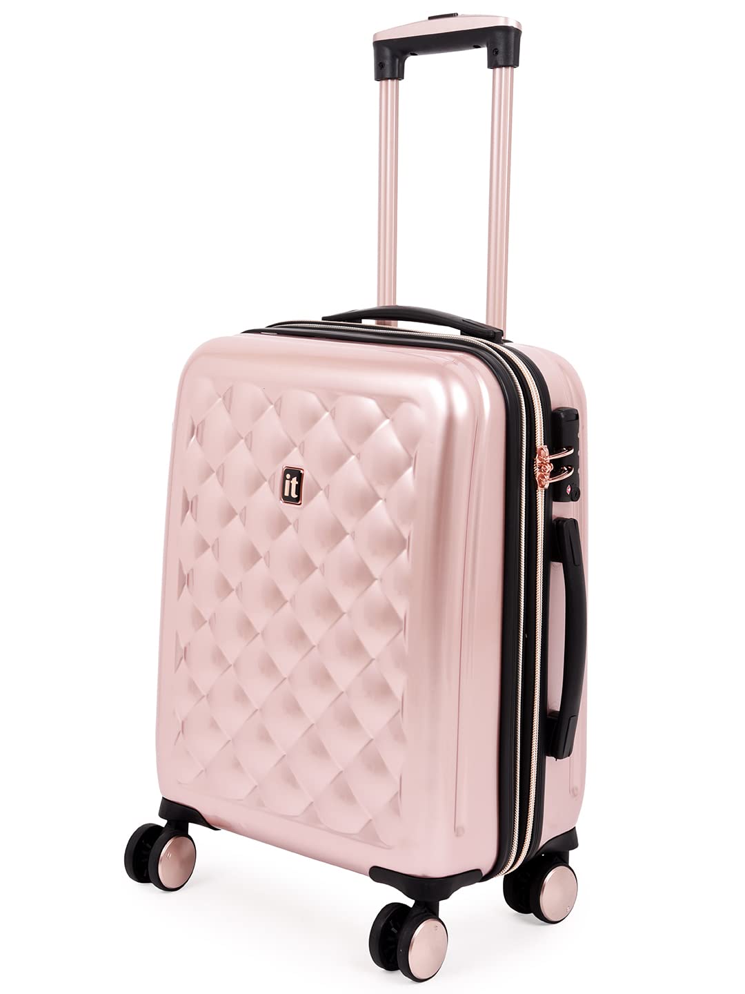 it luggage Fashionista Glossy Rose Gold Cabin-20 inches Expandable PC Hardsided with TSA Lock 8 Wheel Trolley Bag