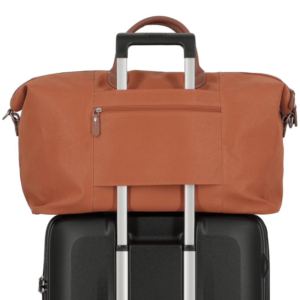 JUMP Uppsala Weekend Travel Duffle Bag-Terracota-Cabin-50 cms Polysuede Material with Leather Trimmings Light Weight Fashion Travel Bag for Men and Women