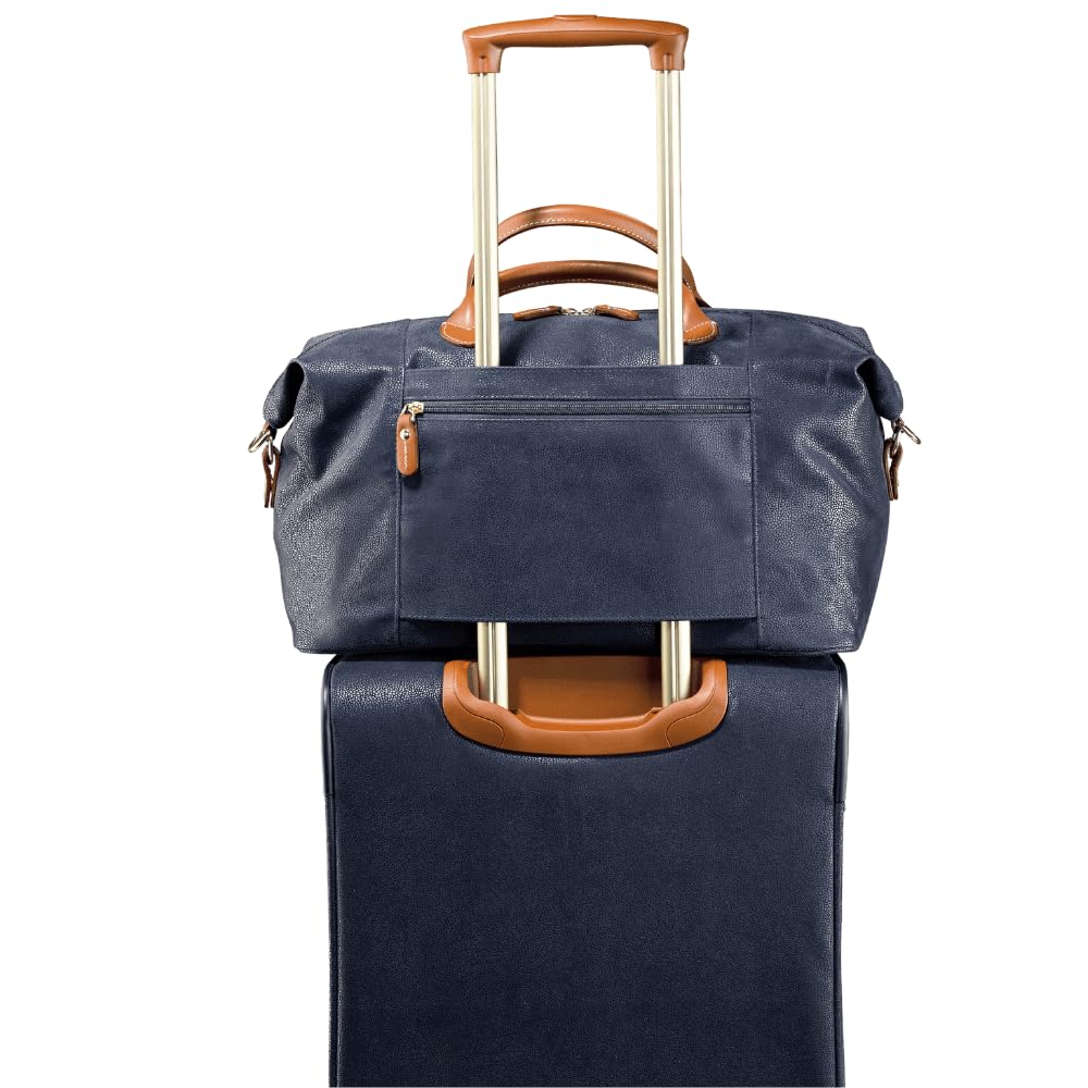 JUMP Uppsala Weekend Travel Duffle Bag-Navy-Cabin-45 cms Polysuede Material with Leather Trimmings Light Weight Fashion Travel Bag for Men and Women