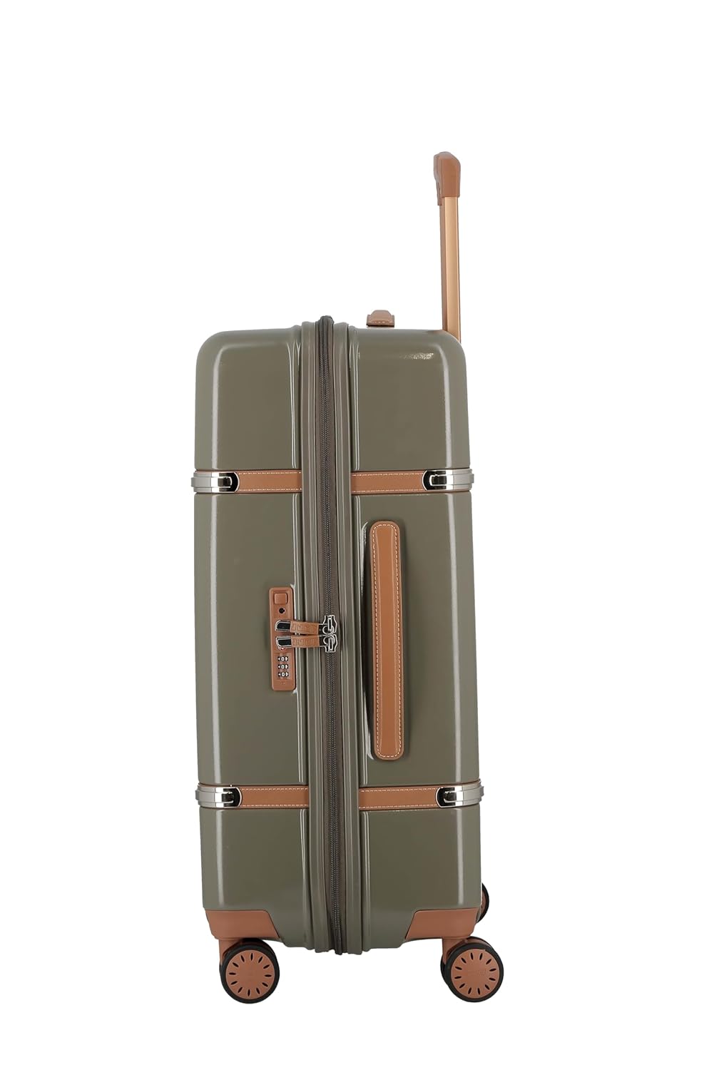 JUMP Cassis Riviera-Khaki-Set of 2-Medium, Cabin-66, 55 cm Eco Responsible Expandable Hardsided 8 Wheel Luggage with TSA Lock, Anti-Theft Zipper,Name Tag and Luxury Bag Cover