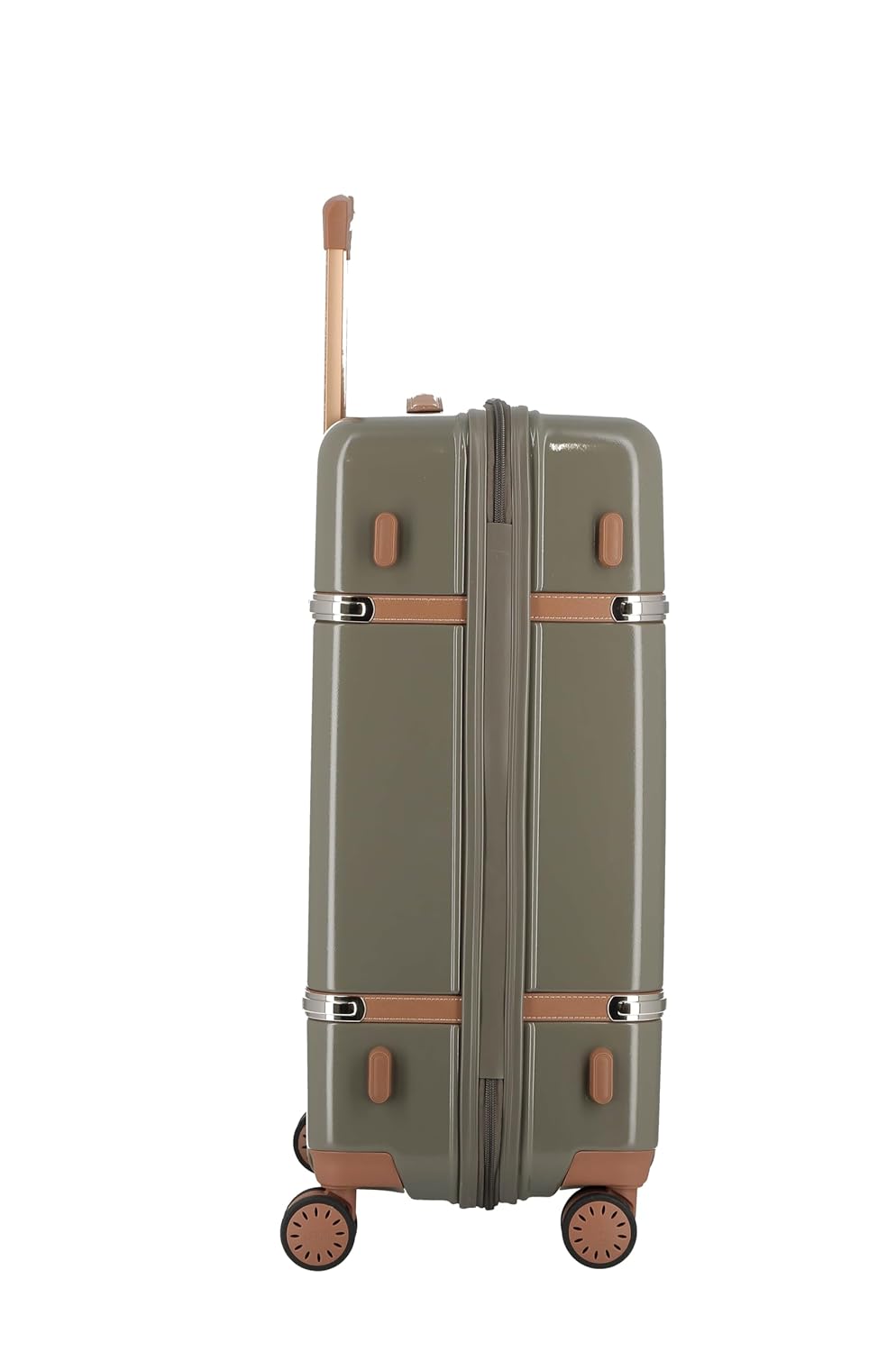 Cassis Riviera-Khaki-Set of 3-Large, Medium & Cabin-77, 66,55 cm Eco Responsible Expandable Hardsided 8 Wheel Luggage with TSA Lock, Anti-Theft Zipper, Name Tag and Luxury Bag Cover