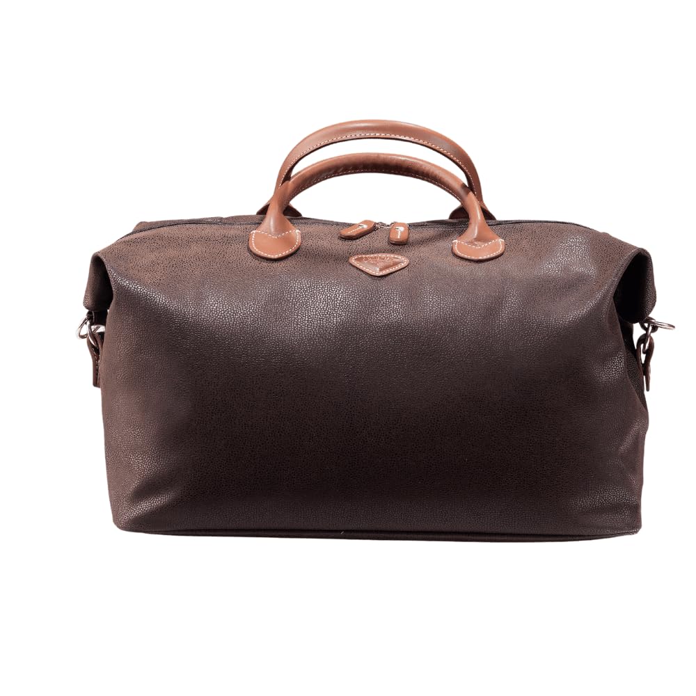 JUMP Uppsala Weekend Travel Duffle Bag-Chocolate Brown-Cabin-45 cms Polysuede Material with Leather Trimmings Light Weight Fashion Travel Bag for Men and Women