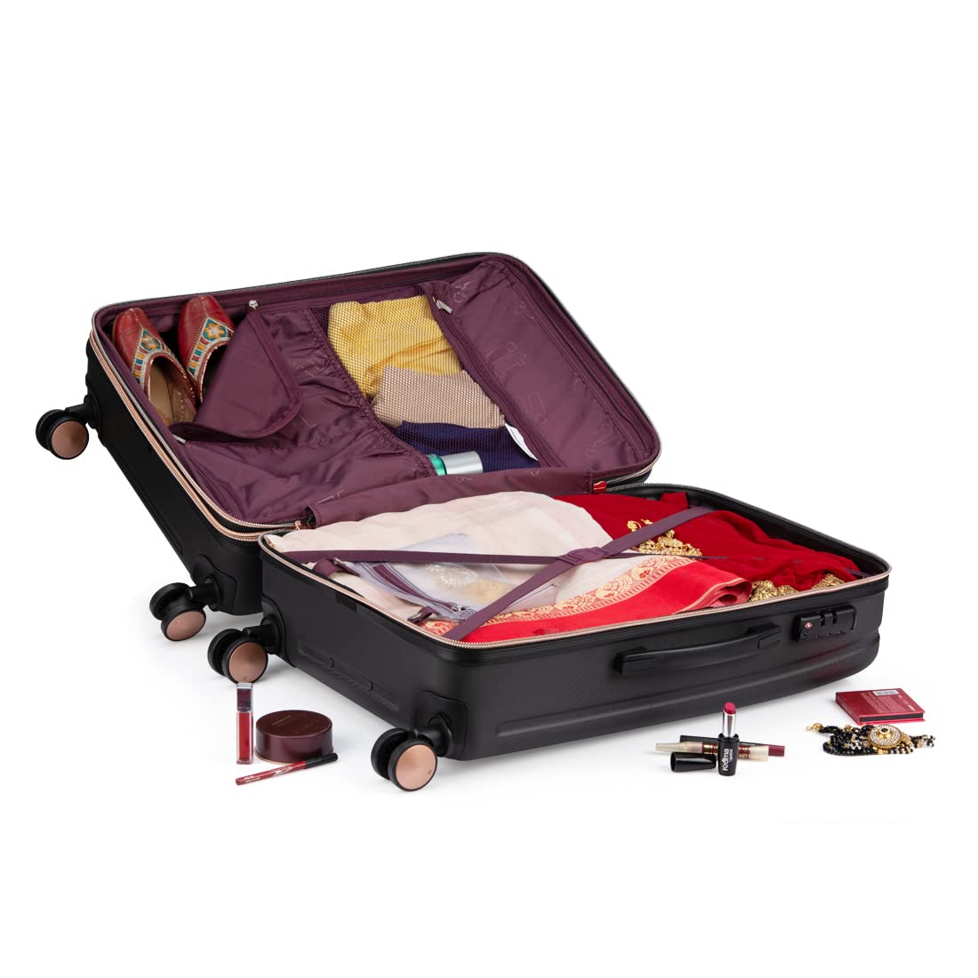 it luggage Fashionista Black Medium-24 inches Expandable Hardsided with TSA Lock & Wet Pouch Inside 8 Wheel Trolley Bag