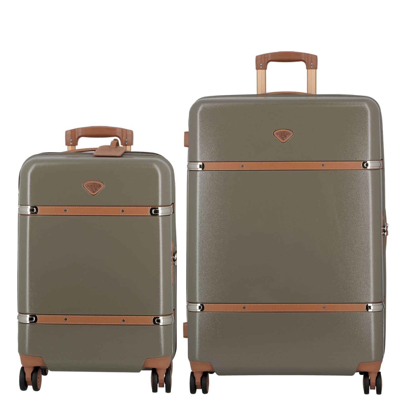 JUMP Cassis Riviera-Khaki-Set of 2-Large, Cabin-77, 55cm Eco Responsible Expandable Hardsided 8 Wheel Luggage with TSA Lock, Anti-Theft Zipper, Name Tag and Luxury Bag Cover
