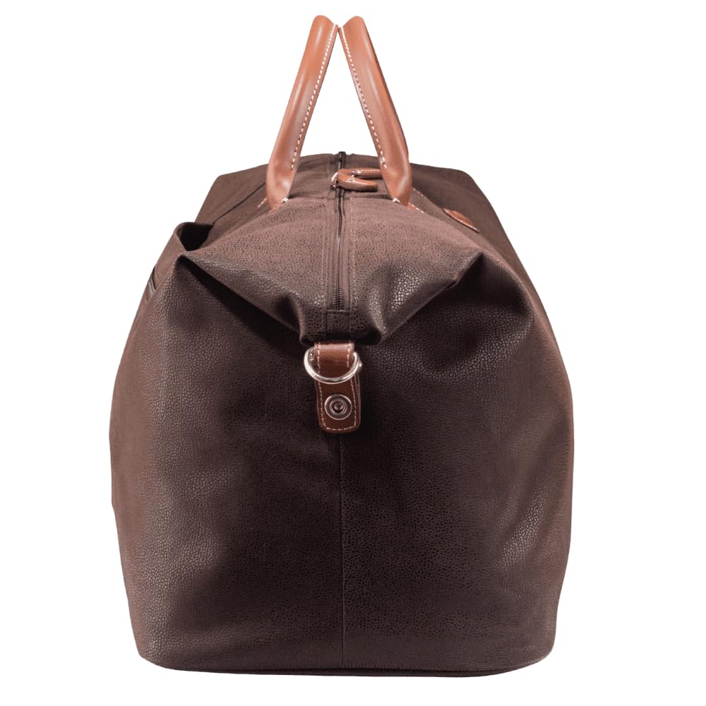 Uppsala Weekend Travel Duffle Bag-Chocolate Brown-Cabin-50 cms Polysuede Material with Leather Trimmings Light Weight Fashion Travel Bag for Men and Women