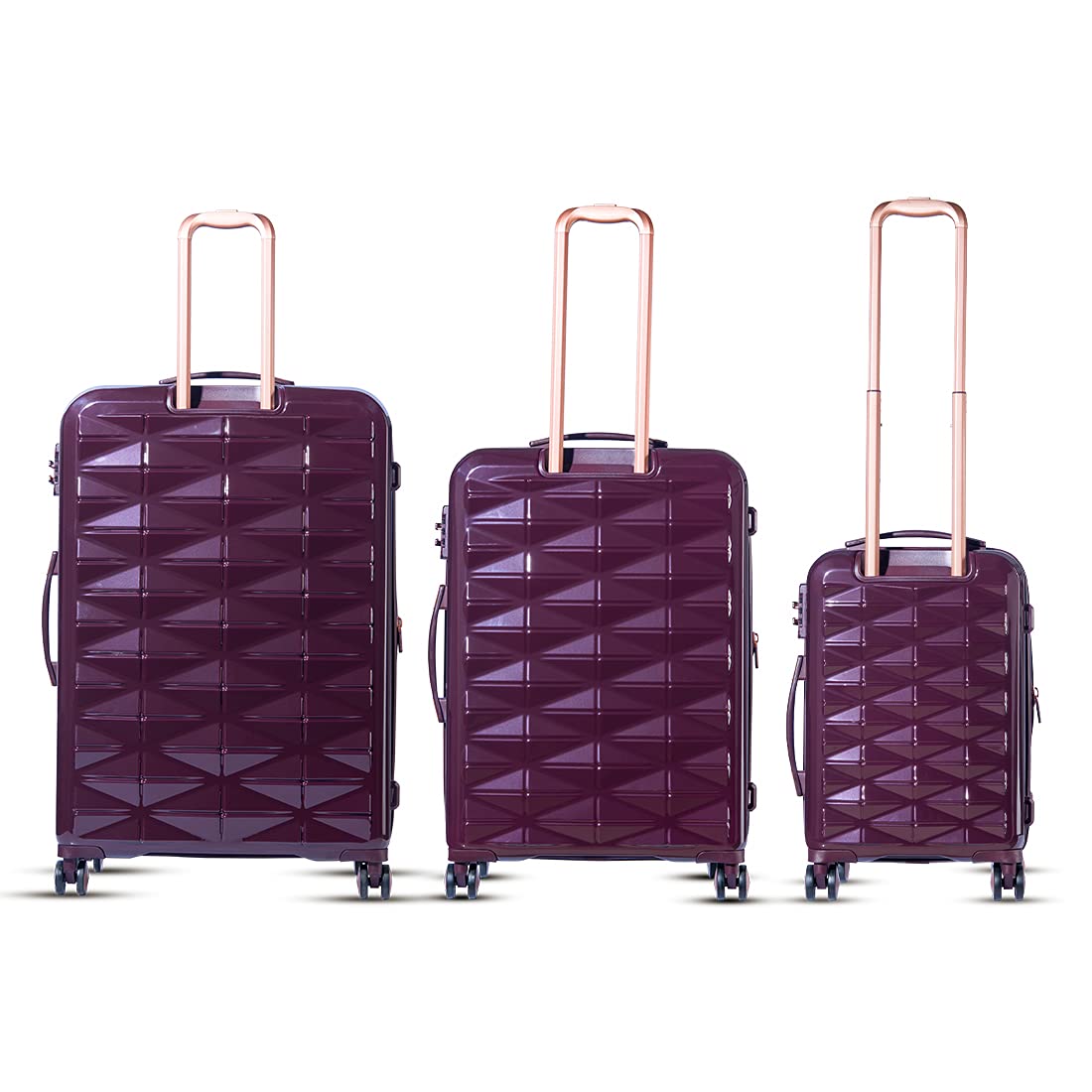 it luggage Certify Purple Set of 3-Large, Medium & Cabin-20,24,28 inches Expandable PC Hardsided with TSA Lock 8 Wheel Trolley Bag