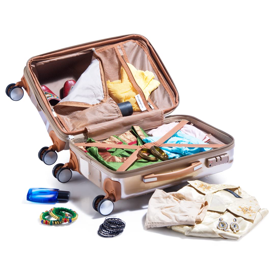 it luggage Certify Golden Set of 2- Large & Cabin-28 & 20 inches Expandable PC Hardsided with TSA Lock 8 Wheel Trolley Bag