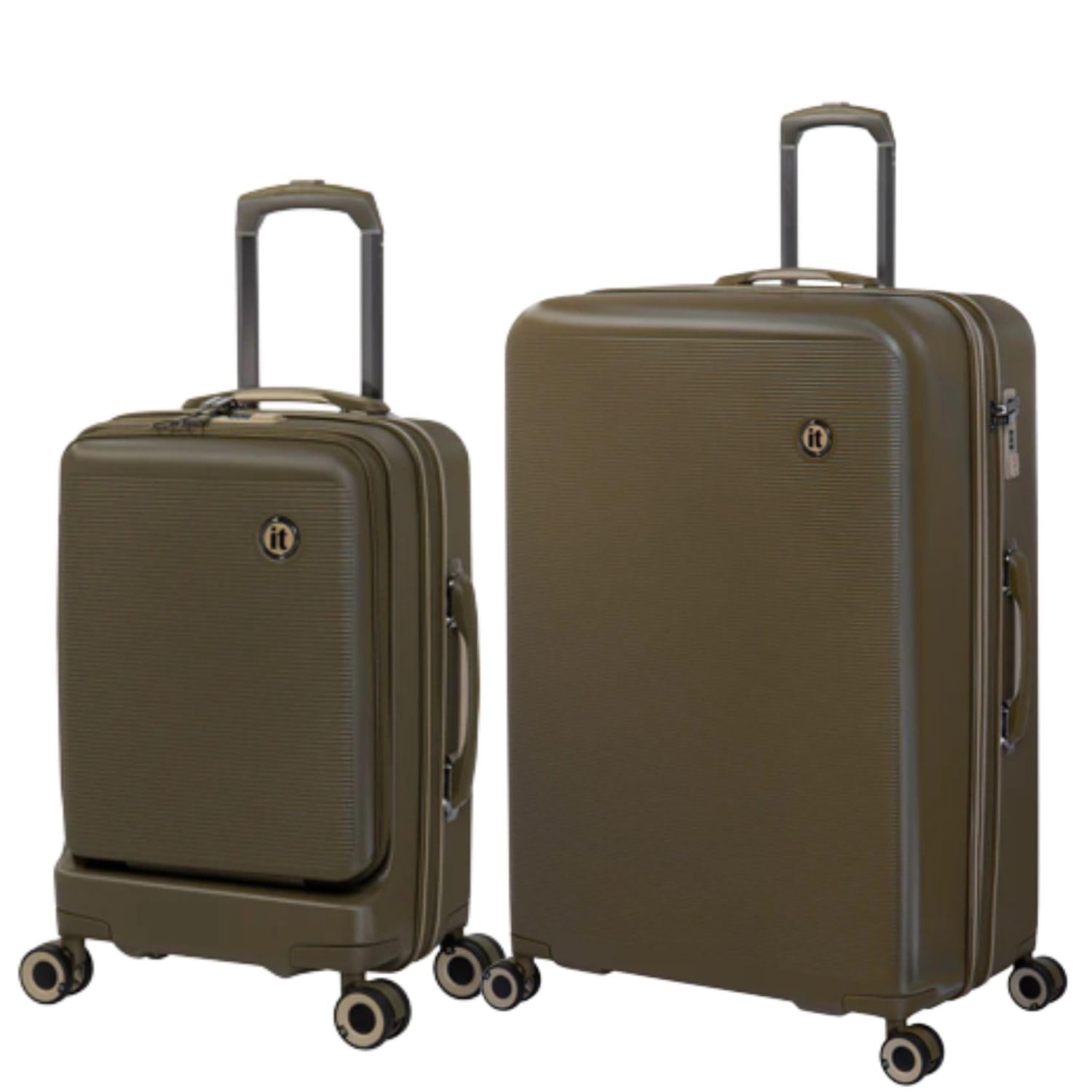 it luggage Rapidity-Dark Olive Set of 2-24 & 20 inches Cabin with Padded Laptop Section & Medium Expandable Polycarbonate Hard Case 8 Wheel Trolley Bag with TSA Lock & Wet Pouch Inside
