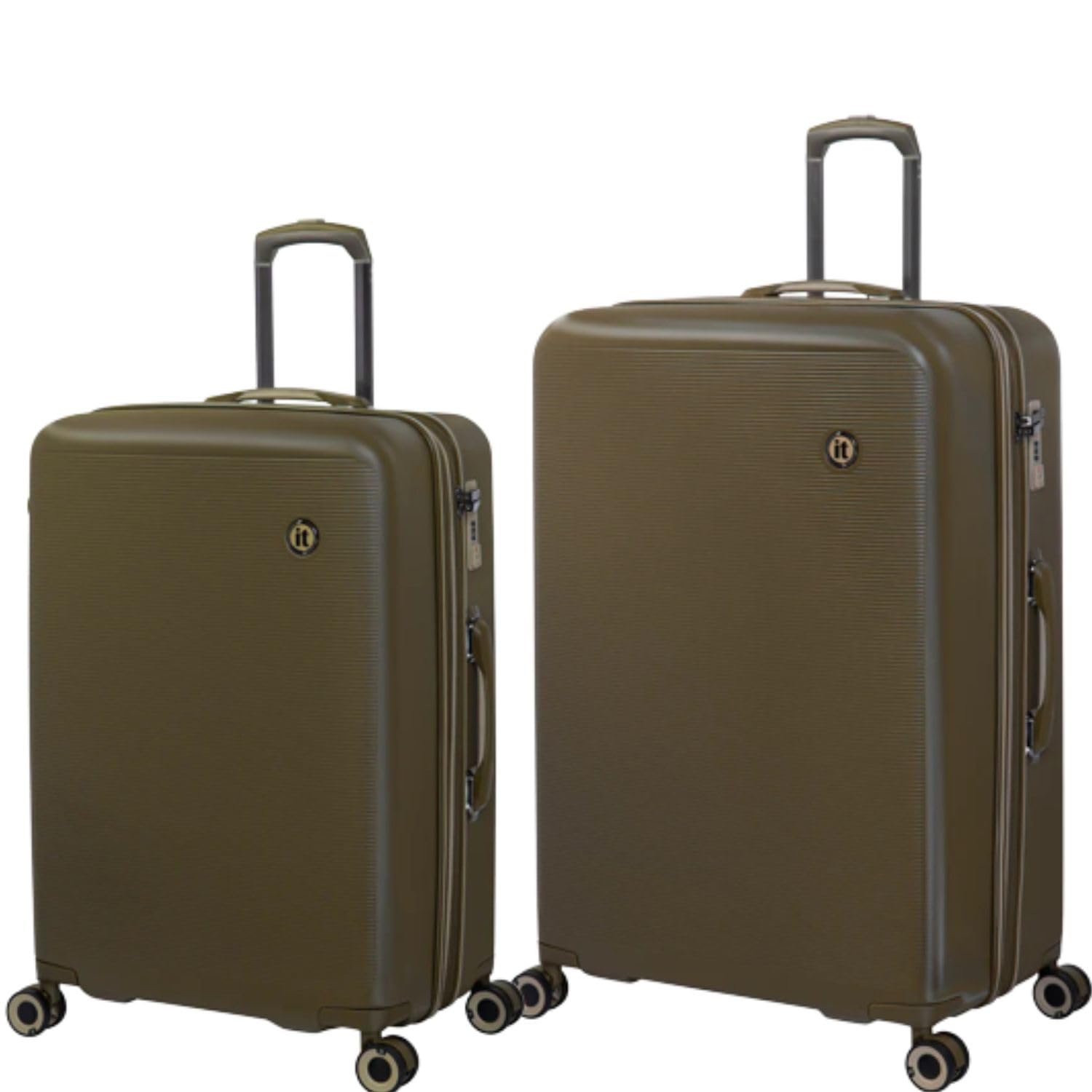 it luggage-Rapidity Dark Olive-Set of 2-28 & 24 inches Large & Medium Expandable Polycarbonate Hard Case Check-in Luggage 8 Wheel Trolley Bag with TSA Lock & Wet Pouch Inside