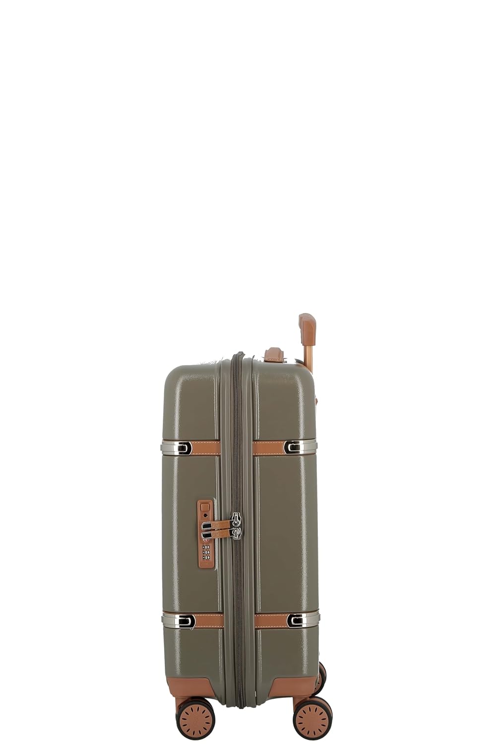 JUMP Cassis RIVIERA-Khaki-Cabin-55cm Eco Responsible Expandable Hardsided 8 Wheel Luggage with TSA Lock, Anti-Theft Zipper, Name Tag and Luxury Bag Cover