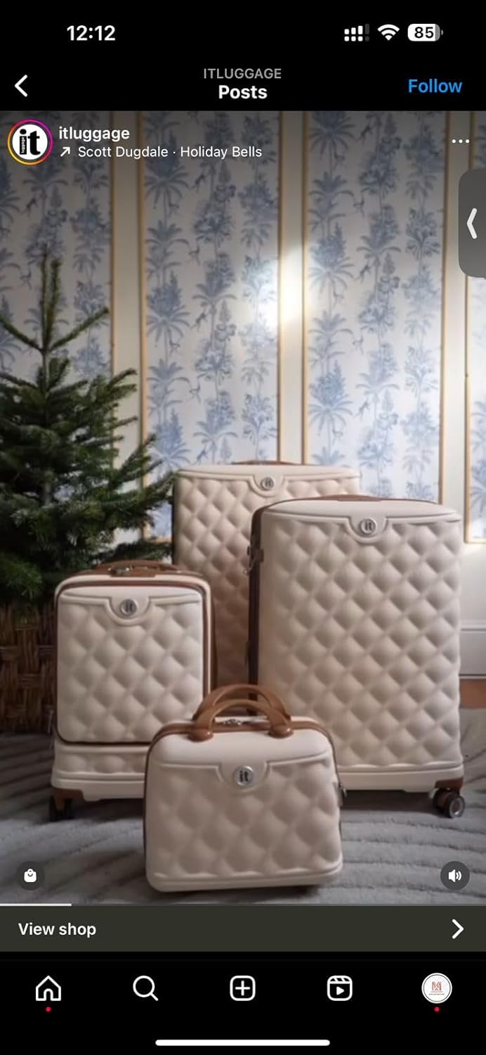 it luggage- Vanity Case-Indulging Cream with Tan trimmings Beautiful Interior Hand bag Cosmetic box Hardsided 30cms