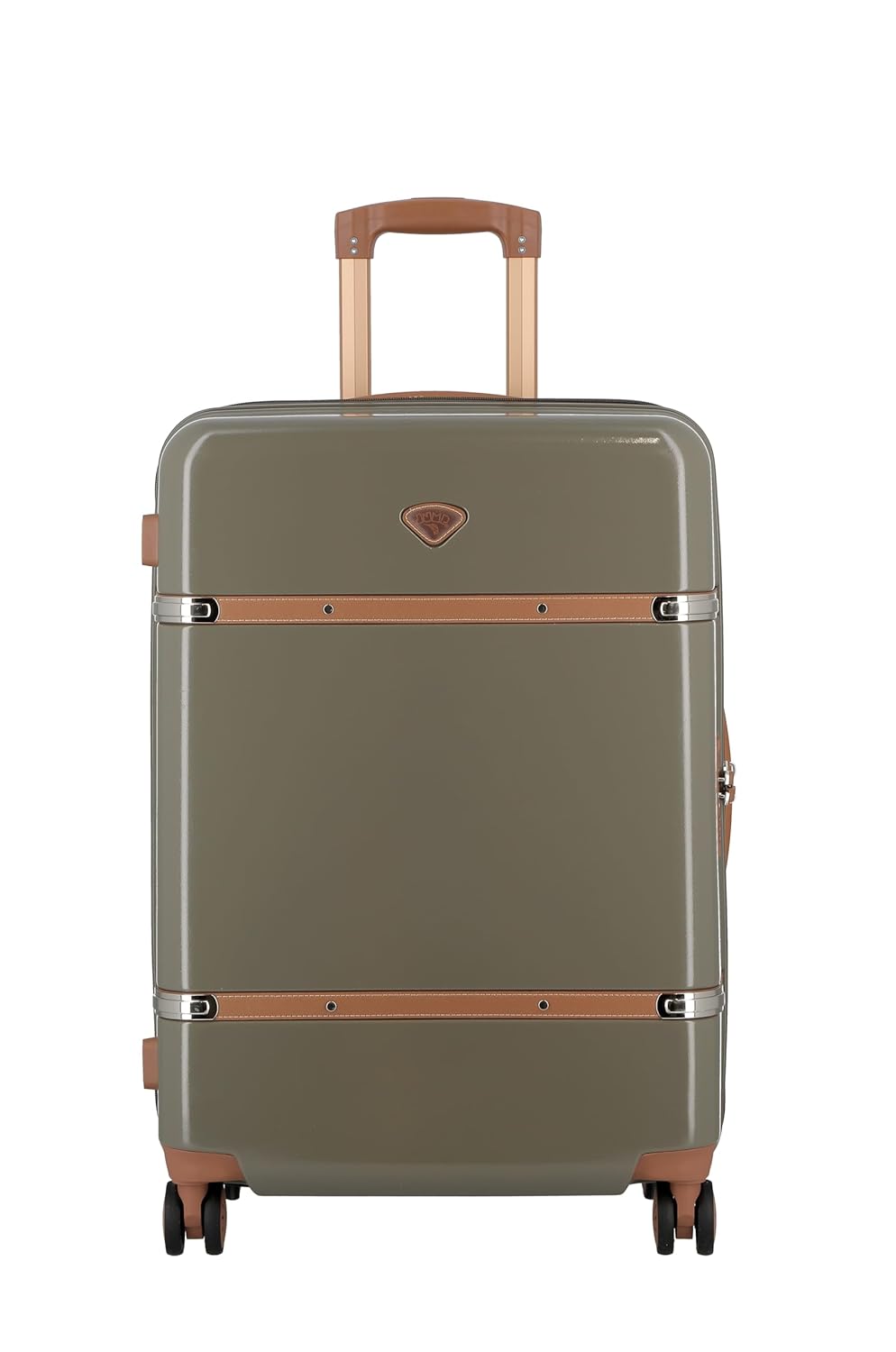 JUMP Cassis Riviera-Khaki-Set of 2-Medium, Cabin-66, 55 cm Eco Responsible Expandable Hardsided 8 Wheel Luggage with TSA Lock, Anti-Theft Zipper,Name Tag and Luxury Bag Cover