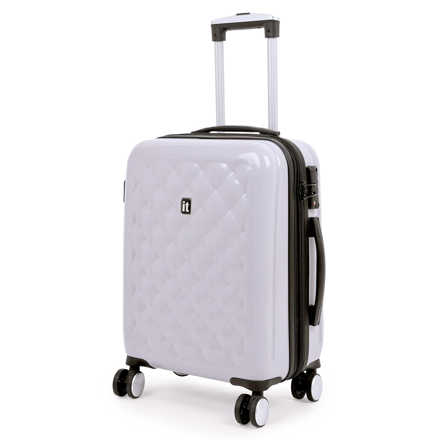 it luggage Fashionista Glossy Grey Cabin-20 inches Expandable PC Hardsided with TSA Lock 8 Wheel Trolley Bag