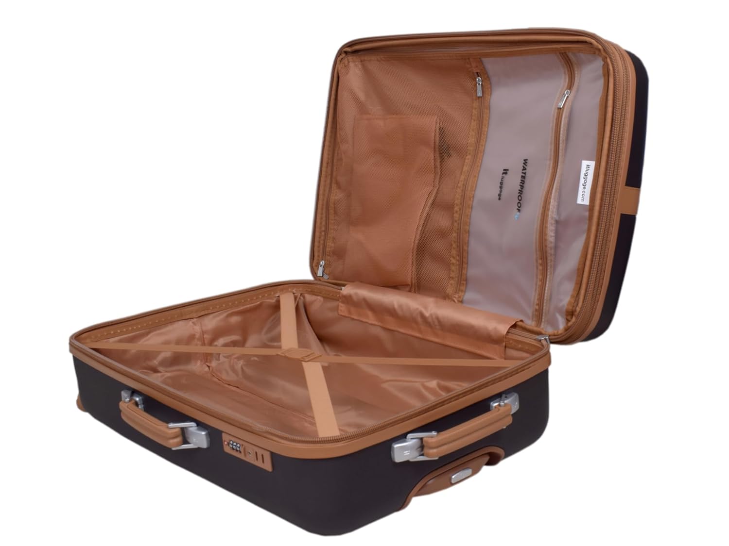 it luggage- Shoreside-Brown-Cabin 20 inches Expandable Hard Case Beautiful Interior with Wet Pouch Carry-on 8 Wheel Trolley Bag