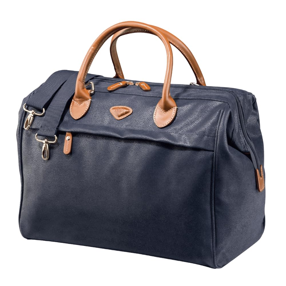 JUMP Uppsala Doctor Duffle Bag-Navy Blue-Cabin-50 cms Polysuede Material with Leather Trimmings Carry-on Fashion Travel Bag for Men and Women