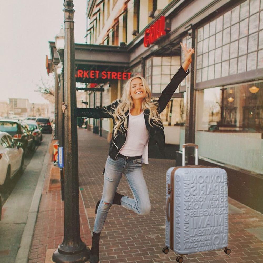 it luggage-Destinations-Pearl Blue-Set of 3-Large, Medium & Cabin-28,24 & 20 inches-Expandable Hardsided Suitcase Travel Bag 8 Wheel Trolley Bag with TSA Lock & Wet Pouch Inside