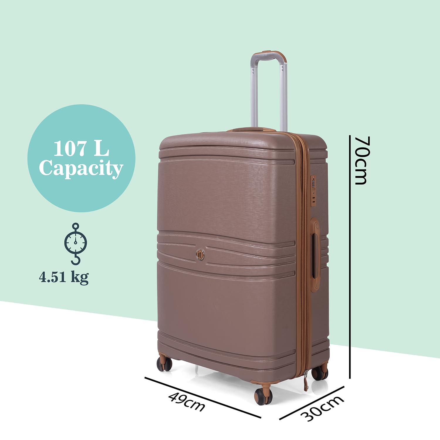 it luggage-Quintessential-Brown-Medium 24 inches Expandable Hard Case Beautiful Interior with Wet Pouch Check-in Luggage 8 Wheel Trolley Bag