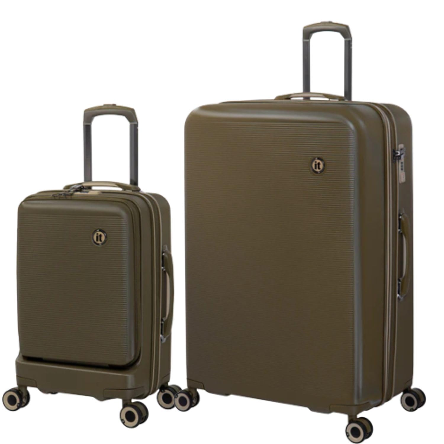it luggage Rapidity-Dark Olive-Set of 2-28 & 20 inches Cabin with Laptop Section & Large Expandable Polycarbonate Hard Case 8 Wheel Trolley Bag with TSA Lock & Wet Pouch Inside