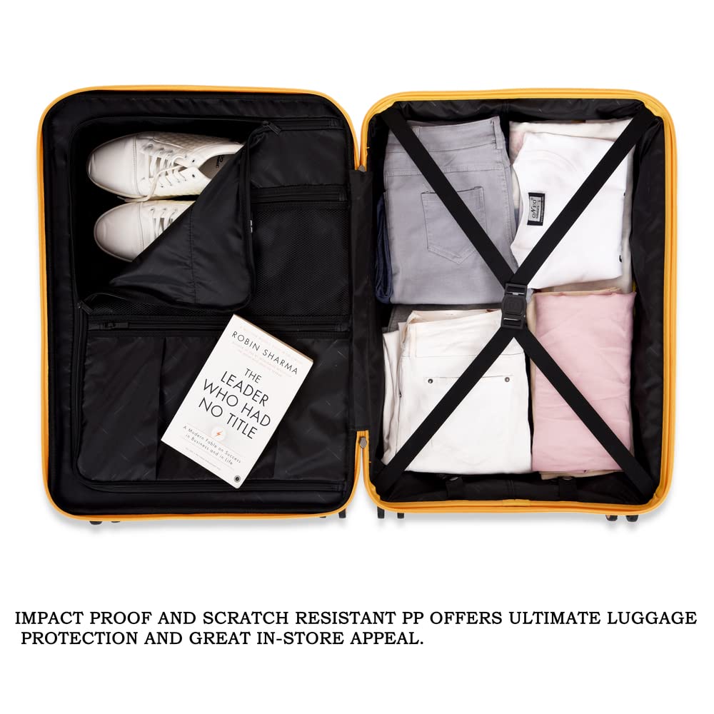 it luggage Momentous Mango Yellow Set of 2-24 & 20 inches Cabin with Padded Laptop Section & Medium Expandable Polypropylene Hardsided with TSA Lock & Wet Pouch Inside 8 Wheel Trolley Bag
