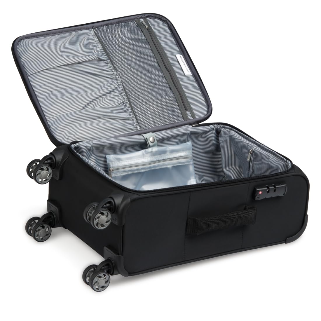 it luggage World's Lightest Polyester Bag | Debonair- Black-Large-80Cm | Softsided | Check-In Spinner Luggage | 8 Wheel Trolley Bag