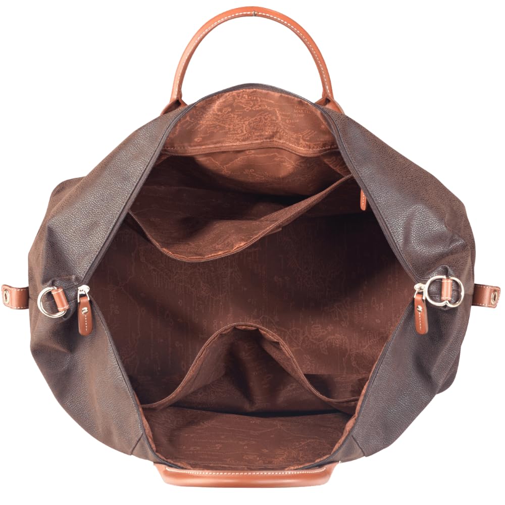 Uppsala Weekend Travel Duffle Bag-Chocolate Brown-Cabin-50 cms Polysuede Material with Leather Trimmings Light Weight Fashion Travel Bag for Men and Women