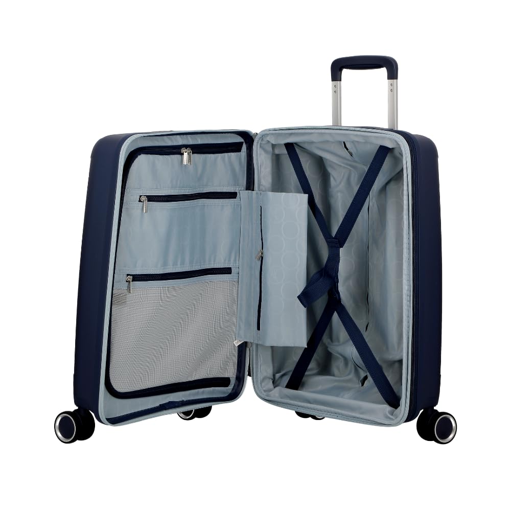 FURANO 2 Set of 2- Midnight Blue-Medium & Cabin-66, 55cm Expandable Hardsided 8 Wheel Luggage with TSA Lock